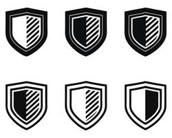 Set of Black Shield Icons with Striped Patterns vector