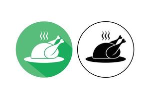 Flat Chicken Icons for Menu Design, fried chicken flat icon, crispy chicken art, grilled chicken icons vector