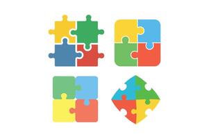 Puzzle Piece Icons for Problem Solving, colorful puzzle pieces icon, problem solving puzzle illustration vector