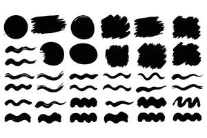 Set of Hand Drawn Brush Strokes and Scribble Elements Ink and Paint Shapes for Design and Decoration vector