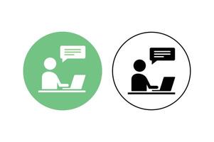 Online Collaboration Icons with Person and Laptop, virtual meeting icon, digital communication icon, remote work concept icon vector