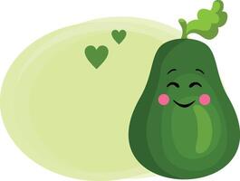 Happy Smiling Avocado with Floating Green Hearts vector