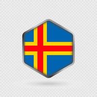 Aland flag icon in hexagon shape. vector