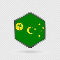 Cocos Islands flag icon in hexagon shape. vector