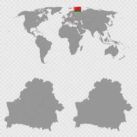 Belarus Map Set with World Location. vector