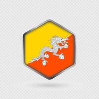 Bhutan flag icon in hexagon shape. vector