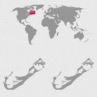Bermuda Map Set with World Location. vector