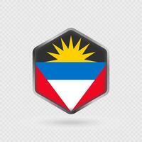 Antigua and Barbuda flag icon in hexagon shape. vector