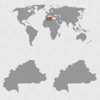 Burkina Faso Map Set with World Location. vector
