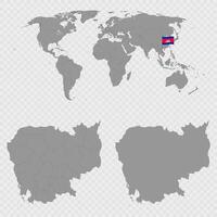 Cambodia Map Set with World Location. vector