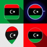 Set of modern icons with the national flag of Libya. vector