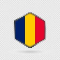 Chad flag icon in hexagon shape. vector