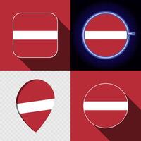 Set of modern icons with the national flag of Latvia. vector