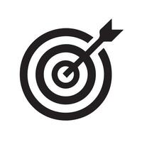 A black and white graphic of an arrow hitting the center of a target design vector
