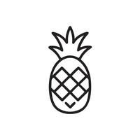 A simple black outline drawing of a pineapple on a plain white background vector