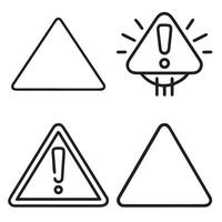 Four triangle icons with alert and warning symbols in a illustration vector