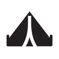 A simple black and white graphic of a tent with a triangular opening shape vector
