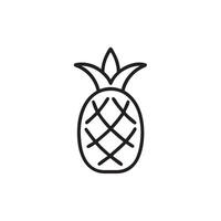 A simple black and white outline drawing of a pineapple on a white background vector