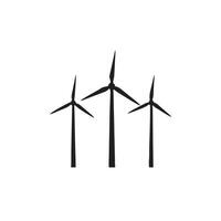 Silhouette depiction of three wind turbines against a white background view vector