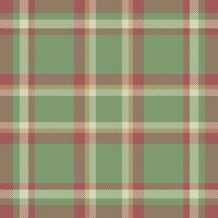 Elegant sage green, brown, and red plaid pattern. Perfect for textile design, autumnal themes, rustic backgrounds, or cozy seasonal projects. vector