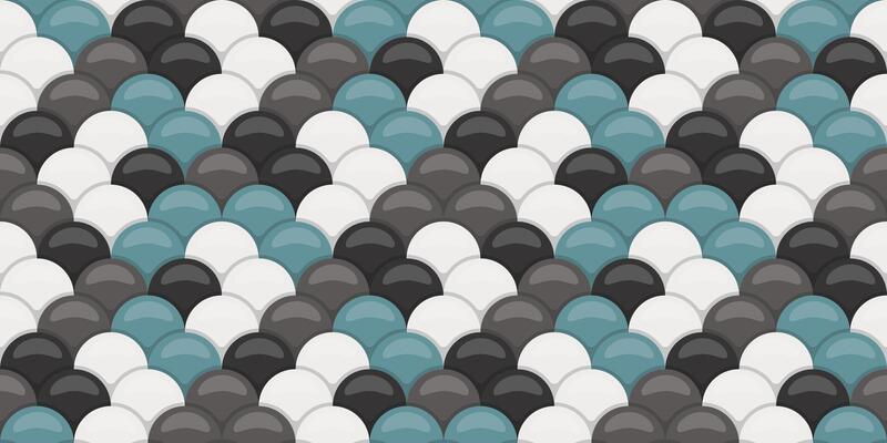 Abstract seamless pattern of overlapping scales in teal, gray, black, and white. Perfect for backgrounds, textures, website design, or print projects.