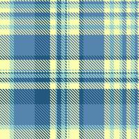 Seamless pastel plaid pattern in soft blues and yellows. Ideal for textile design, website backgrounds, or fashion projects. This calming, textured design evokes feelings of tranquility and comfort. vector