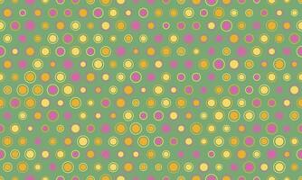 Joyful, vibrant seamless pattern of overlapping circles in yellow, pink, and green. Perfect for textile design, website backgrounds, or playful branding. vector