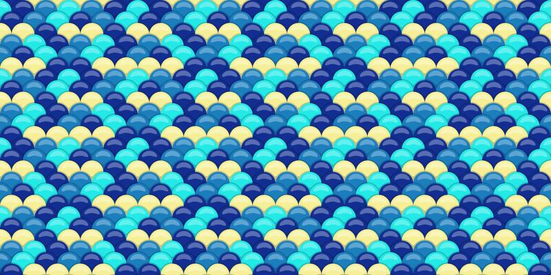 Vibrant seamless pattern of overlapping scales in shades of blue and yellow. Perfect for textile design, website backgrounds, or any project needing a playful, aquatic feel.