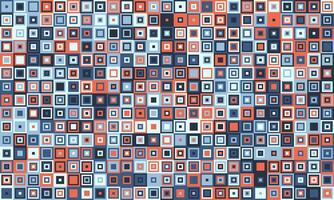 Abstract geometric background featuring a multitude of small, varied squares in shades of blue, red, and gray. A vibrant, textured pattern ideal for website banners, digital art, or textile design. vector