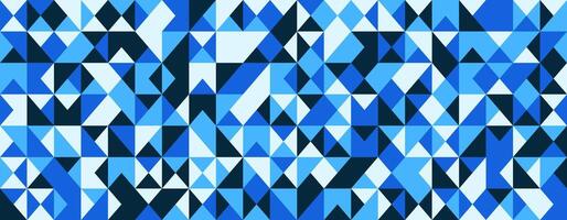 Abstract geometric pattern. Vibrant blue and white triangle mosaic creates a dynamic, modern design. Perfect for backgrounds, textiles, or tech visuals. vector