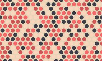 Abstract geometric pattern with red and dark gray circles on a beige background. Ideal for textile design, website backgrounds, or modern presentations. vector