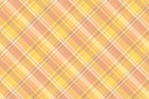 Glamor plaid fabric pattern, femininity check tartan background. Full seamless textile texture in orange and amber colors. vector