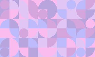 Abstract pastel geometric pattern. Seamless design featuring circles, squares, and semicircles in soft pink and purple hues. Ideal for backgrounds, websites, presentations, and branding. vector