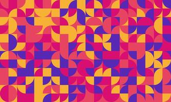 Vibrant geometric abstract background. Bold color block design with repeating semicircle and square patterns. Ideal for website banners, social media, or modern print projects. vector