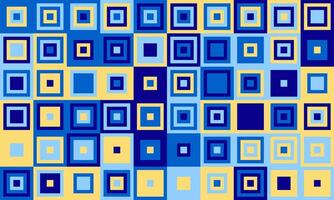 Vibrant abstract geometric pattern featuring nested squares in shades of blue and yellow. Perfect for backgrounds, textiles, or website designs. vector