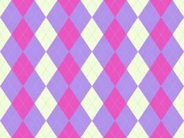 Vibrant argyle pattern in pastel pink, lavender, and cream. Perfect for backgrounds, textiles, or playful designs. A cheerful, modern take on a classic pattern evokes feelings of optimism and style. vector