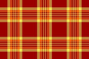 Pretty pattern seamless , finish textile tartan fabric. Table cloth background plaid check texture in red and yellow colors. vector