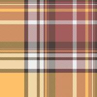 Designer textile seamless, colorful check fabric plaid. African tartan pattern background texture in red and amber colors. vector