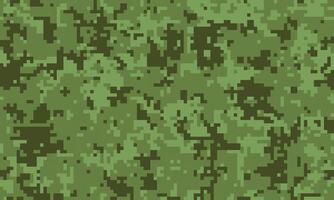 Digital camouflage pattern, pixelated green texture. Perfect for military, gaming, or naturethemed designs. Use as a background, overlay, or fabric print. Concealment concept, abstract design. vector