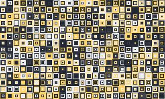 Abstract geometric pattern featuring a vibrant array of small squares in black, white, and gold. Perfect for backgrounds, textiles, or modern design projects. vector