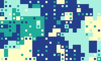 Abstract pixel art background. Vibrant teal, cream, and navy blue squares create a dynamic, modern design perfect for tech, websites, or presentations. vector