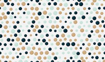 Abstract seamless pattern of scattered circles in navy, beige, and mint green on a white background. Perfect for website backgrounds, textile design, or playful branding. vector