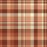 A plaid fabric background with brown and white checkered pattern vector