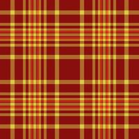 Retail check tartan , christmas card texture seamless plaid. Beige textile background pattern fabric in red and yellow colors. vector