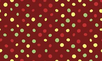 Joyful confetti pattern Red, yellow, and green polka dots on a rich maroon background create a festive, celebratory design perfect for cards, websites, or wrapping paper. vector