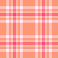 Finish seamless textile, manufacture tartan plaid pattern. Best background check texture fabric in red and light colors. vector