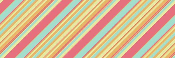 Vibrant diagonal stripes in pastel pink, yellow, and teal create a cheerful, retroinspired pattern. Perfect for backgrounds, textiles, or playful designs needing a touch of vintage charm and energy. vector