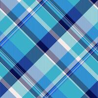 Decor seamless fabric tartan, mockup plaid check. Sea pattern background textile texture in blue and cyan colors. vector