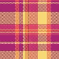 Oktoberfest seamless textile texture, salmon check pattern . Nice background tartan plaid fabric in pink and yellow colors. vector