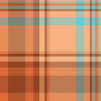 Vibrant autumnal plaid pattern in warm orange, brown, and teal hues. Perfect for textile design, fallthemed projects, or adding a touch of rustic charm to any design. vector